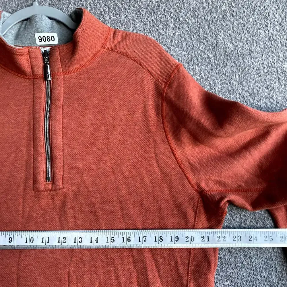 Tommy Bahama Men's Size Medium Orange Long Sleeve 1/4 Zip Pullover Sweater